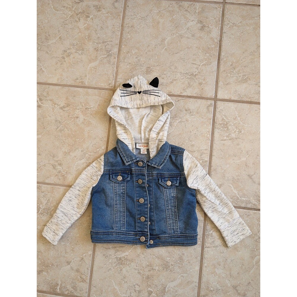Cat & Jack  Toddler Denim Cat Hoodie 12m